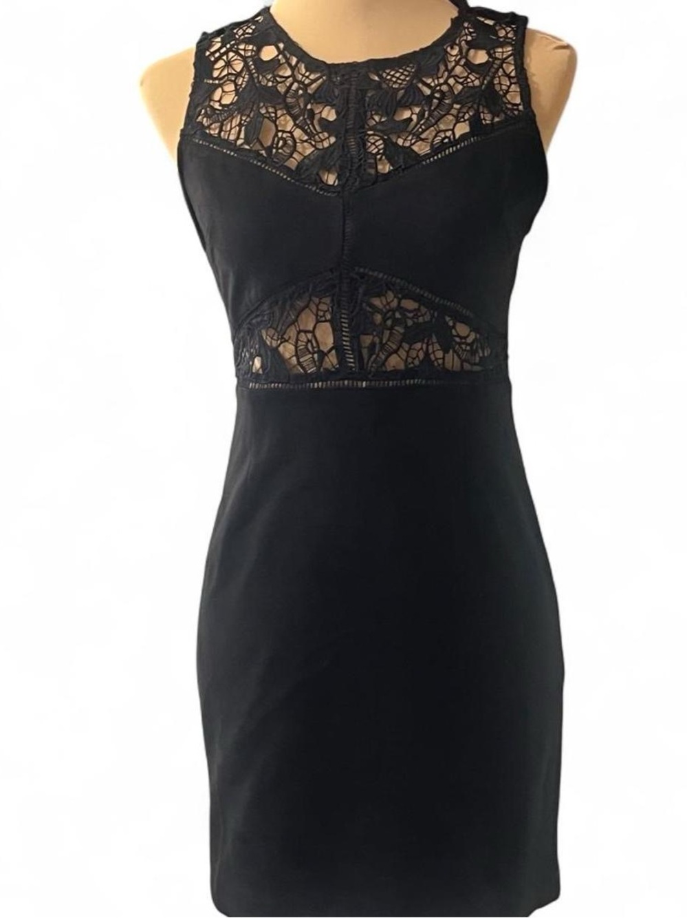 Forever 21 Black Lace Panel Sleeveless Sheath Dress